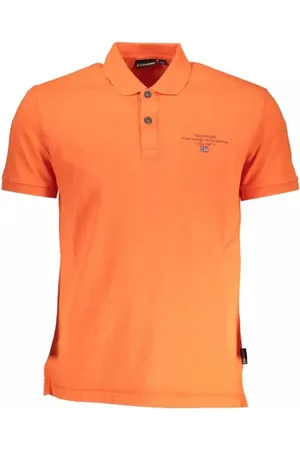 Napapijri Tops, Heren, Oranje, M, Katoen, Roze poloshirt met geborduurd logo