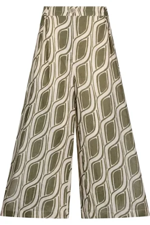 Liu Jo Broeken, Dames, Groen, S, Groene Cropped Palazzo Broek Elastische Taille