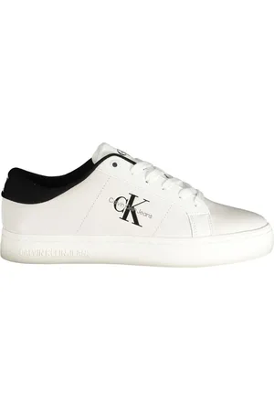 Calvin Klein Schoenen, Dames, Wit, 39 EU, Polyester, Polyester Sneakers met vetersluiting