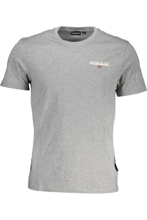 Napapijri Tops, Heren, Grijs, XL, Katoen, Klassiek Grijs Katoenen T-Shirt met Handtekening Print