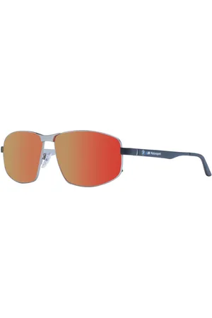 BMW Accessoires, Heren, Grijs, ONE Size, Grijze Spiegelende Zonnebril Geometrische Stijl