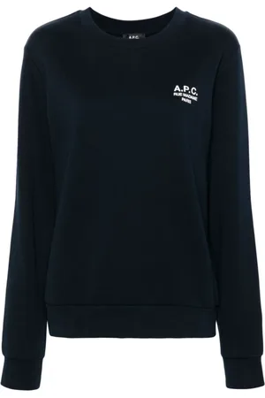 A.P.C. Sweatshirts & Hoodies, Dames, Blauw, XL, Katoen, Blauwe Sweater met Logoborduursel