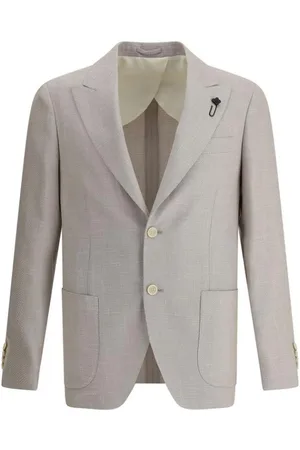 LARDINI Jassen, Heren, , M, Wol, Iconische Bloem Broche Wollen Blazer