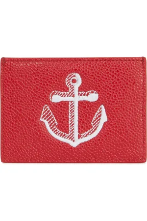 Thom Browne Accessoires, Dames, Rood, ONE Size, Leer, Leren Portemonnees & Pasjeshouders