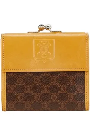 Céline Pre-owned, Dames, Geel, ONE Size, Leer, Pre-owned Canvas wallets