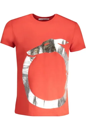 Trussardi Tops, Heren, Oranje, L, Katoen, Rode Katoenen Crew Neck T-Shirt