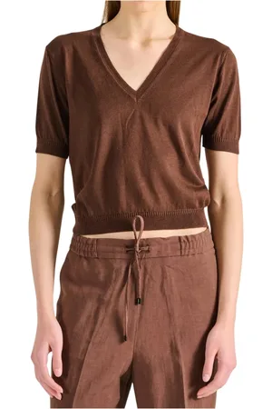 CRUNA Truien, Dames, Bruin, L, V Neck Sweater