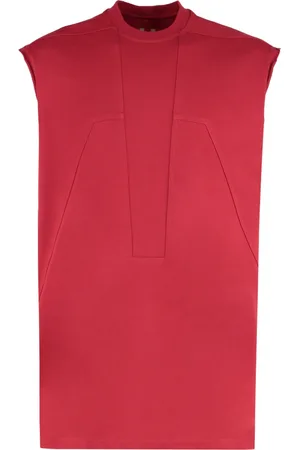 Rick Owens Tops, Heren, Rood, M, Katoen, Geribbeld Katoenen Tanktop