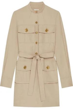 Givenchy Kleedjes, Dames, , S, Katoen, Katoenen Militaire Jurk met Mandarin Kraag