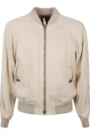 Tom Ford Jassen, Heren, Wit, M, Hazed Gabardine Bomberjas