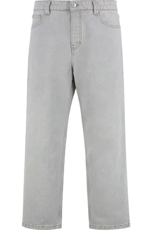 Ami Jeans, Heren, Grijs, W33, Katoen, Straight-leg jeans met contraststiksels