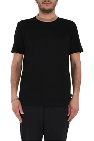 HUGO BOSS Tops, Heren, Zwart, L, Katoen, Gekamd katoenen T-shirt met logopatch
