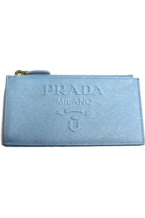 Prada Pre-owned, Dames, Blauw, ONE Size, Leer, Tweedehands leren portemonnees