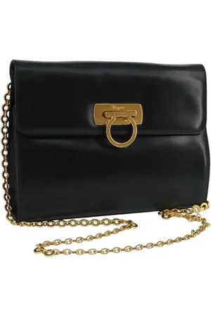 Salvatore Ferragamo Pre-owned, Dames, Zwart, ONE Size, Leer, Tweedehands leren schoudertassen