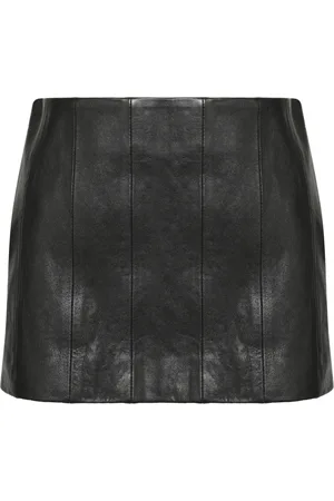 Khaite Rokken, Dames, Zwart, M, Leren Minirok met Onzichtbare Rits