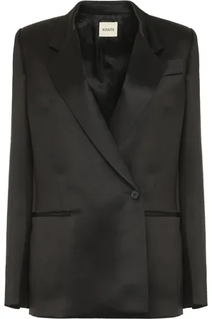 Khaite Jassen, Dames, Zwart, M, Satijn, Double-breasted blazer met satijnen revers