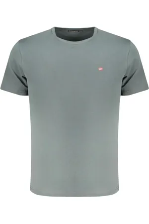 Napapijri Tops, Heren, Groen, L, Katoen, Groen Katoenen Geborduurd Logo T-Shirt