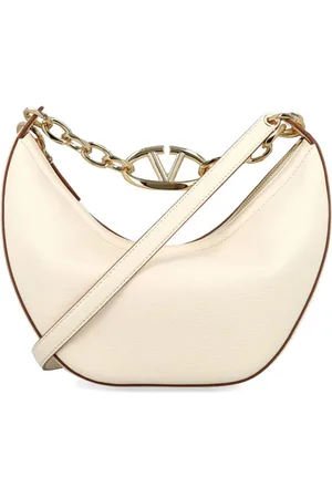 VALENTINO GARAVANI Tassen, Dames, Wit, ONE Size, Witte Leren Ketting Schoudertas