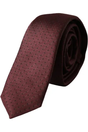 Dolce & Gabbana Accessoires, Heren, Bruin, ONE Size, Bordeaux Gestippelde Zijden Stropdas