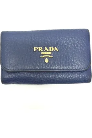 Prada Pre-owned, Dames, Blauw, ONE Size, Leer, Tweedehands leren portemonnees