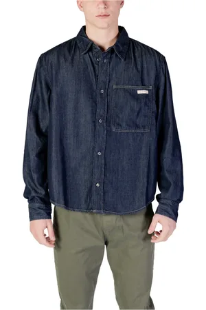 Calvin Klein Overhemden, Heren, Blauw, 2Xl, Katoen, Blauw Overhemd met Zakken