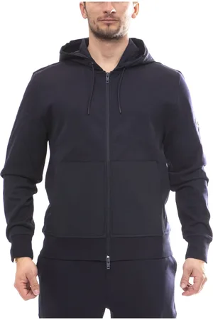 FAY Sweatshirts & Hoodies, Heren, Zwart, L, Katoen, Hoodie met rits en kangoeroezak
