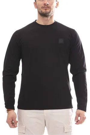 Stone Island Tops, Heren, Zwart, M, Katoen, Ghost Katoenen T-shirt met lange mouwen