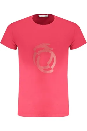Trussardi Tops, Heren, Rood, L, Print Logo Ronde Hals T-Shirt