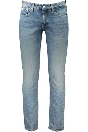 Calvin Klein Jeans, Heren, Blauw, W28 L32, Katoen, Blauwe Katoenen Slim Fit Jeans