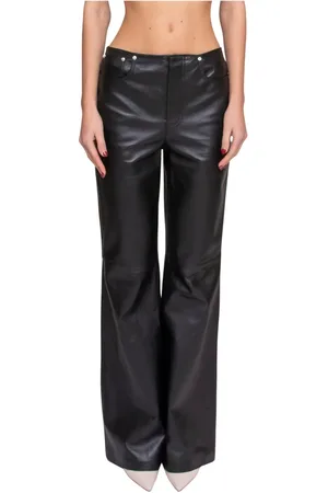 Moschino Broeken, Dames, Zwart, XS, Zwarte leren broek voor vrouwen