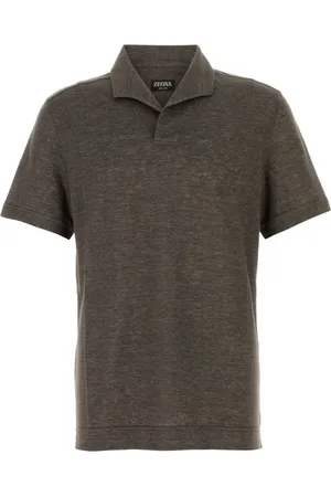 Ermenegildo Zegna Tops, Heren, Bruin, M, Linnen, Bruin Linnen Polo Shirt