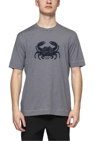 Emporio Armani Tops, Heren, Veelkleurig, M, Heren Off White/Navy T-shirt