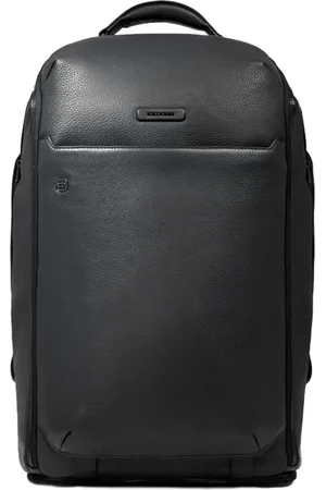 Piquadro Tassen, unisex, Zwart, ONE Size, Zwarte leren rugzak