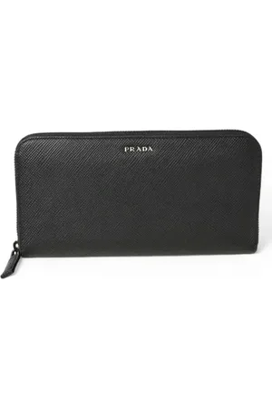 Prada Pre-owned, Heren, Zwart, ONE Size, Leer, Tweedehands leren portemonnees
