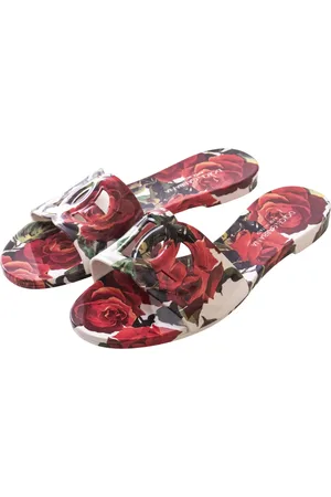 Dolce & Gabbana Schoenen, Dames, Veelkleurig, 37 EU, Roze Rode Rubberen Strandslipper