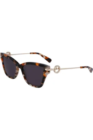 Longchamp Accessoires, Dames, Bruin, ONE Size, Bruine Acetaatzonnebril met categorie 3 lenzen