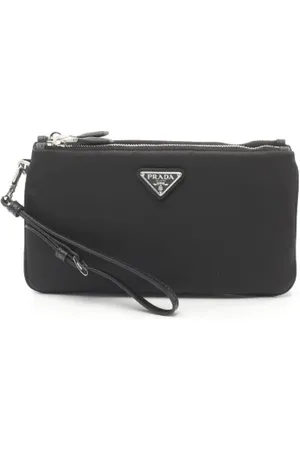 Prada Pre-owned, Dames, Zwart, ONE Size, Leer, Pre-owned Canvas clutches