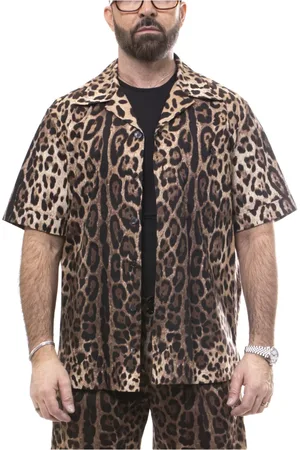 Dolce & Gabbana Overhemden, Heren, Veelkleurig, L, Leo Print Heren Overhemd