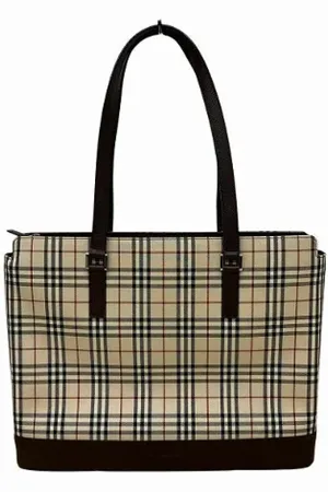 Burberry Pre-owned, Dames, , ONE Size, Leer, Pre-owned Canvas shoulder-bags