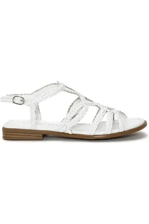 Pon´s quintana Schoenen, Dames, Wit, 36 EU, Leer, Witte Geweven Leren Sandaal