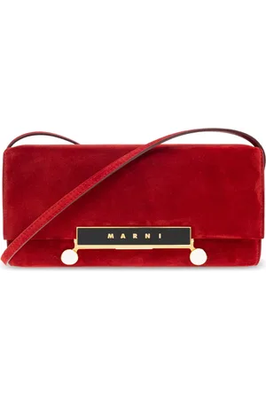 Marni Tassen, Dames, Rood, ONE Size, Suède, Schoudertas
