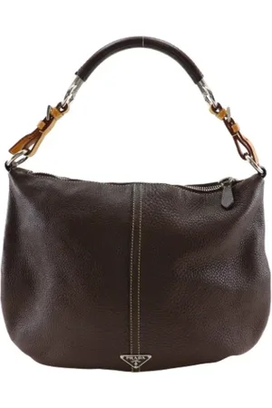 Prada Pre-owned, Dames, Bruin, ONE Size, Leer, Tweedehands leren schoudertassen