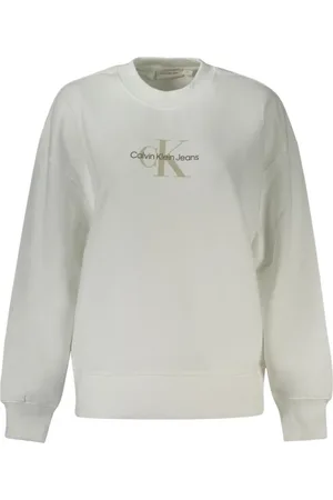 Calvin Klein Sweatshirts & Hoodies, Dames, Wit, XL, Katoen, Stijlvolle Katoenen Trui
