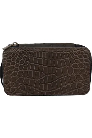 Dolce & Gabbana Tassen, Heren, Grijs, ONE Size, Grijze Leren Toilettas