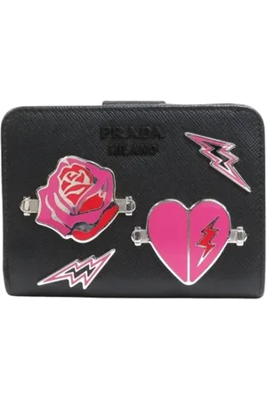 Prada Pre-owned, Dames, Zwart, ONE Size, Leer, Tweedehands leren portemonnees