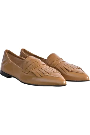 Pomme D´Or Schoenen, Dames, , 38 1/2 EU, Leer, Kameel leren instapper met franjes