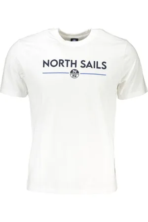 North Sails Tops, Heren, Wit, XL, Katoen, Print Logo Korte Mouw Katoenen T-Shirt