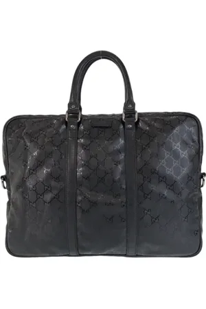 Gucci Pre-owned, Heren, Zwart, ONE Size, Leer, Pre-owned Canvas briefcases