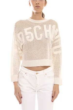 Moschino Truien, Dames, , S, Glanzende Koordsweater Ivoor