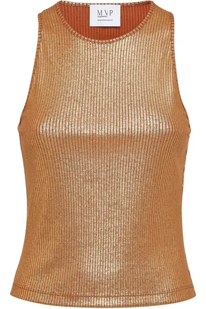 MVP Wardrobe Tops, Dames, Bruin, XS, Dafne Metallic TOP
